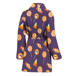 Cute Halloween Candy Pattern Print Women's Bathrobe