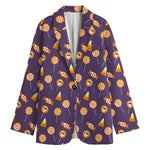 Cute Halloween Candy Pattern Print Women's Cotton Blazer