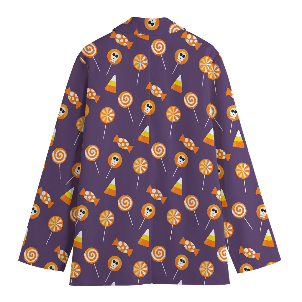 Cute Halloween Candy Pattern Print Women's Cotton Blazer