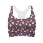 Cute Halloween Candy Pattern Print Women's Sports Bra