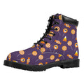 Cute Halloween Candy Pattern Print Padded Collar Lace Up Boots