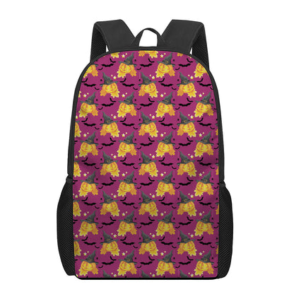 Cute Halloween Pumpkin Witch Print 17 Inch Backpack