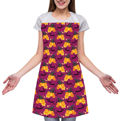 Cute Halloween Pumpkin Witch Print Adjustable Apron