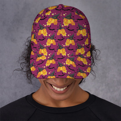 Cute Halloween Pumpkin Witch Print Baseball Cap