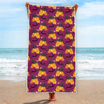 Cute Halloween Pumpkin Witch Print Beach Towel