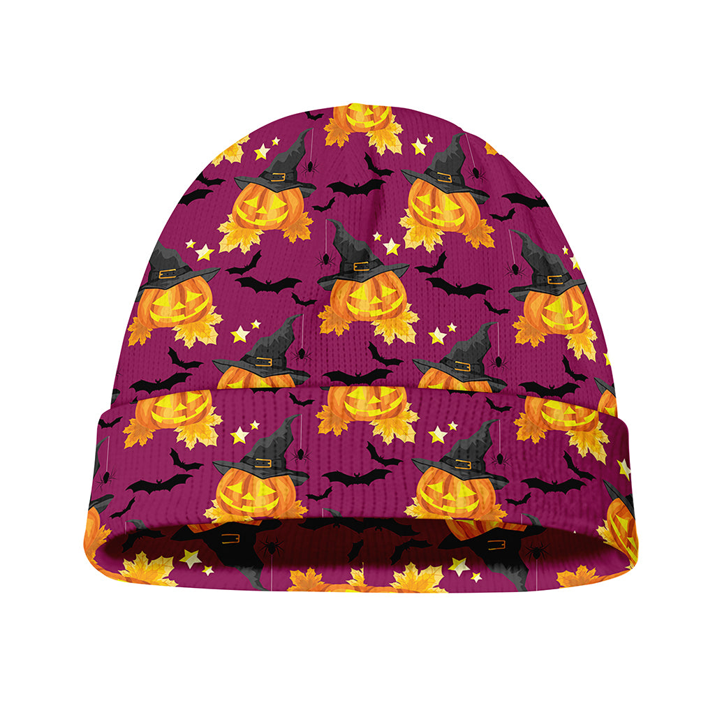 Cute Halloween Pumpkin Witch Print Beanie