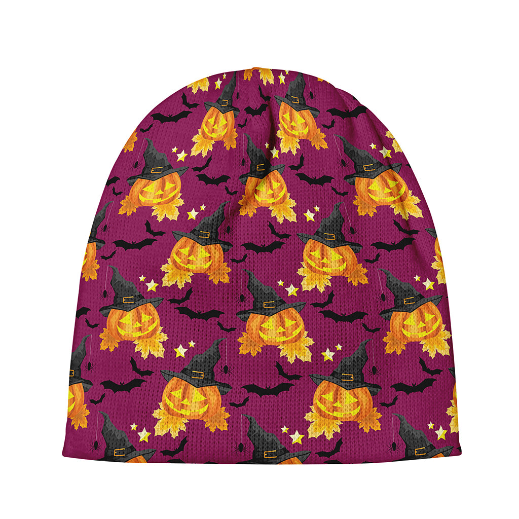 Cute Halloween Pumpkin Witch Print Beanie