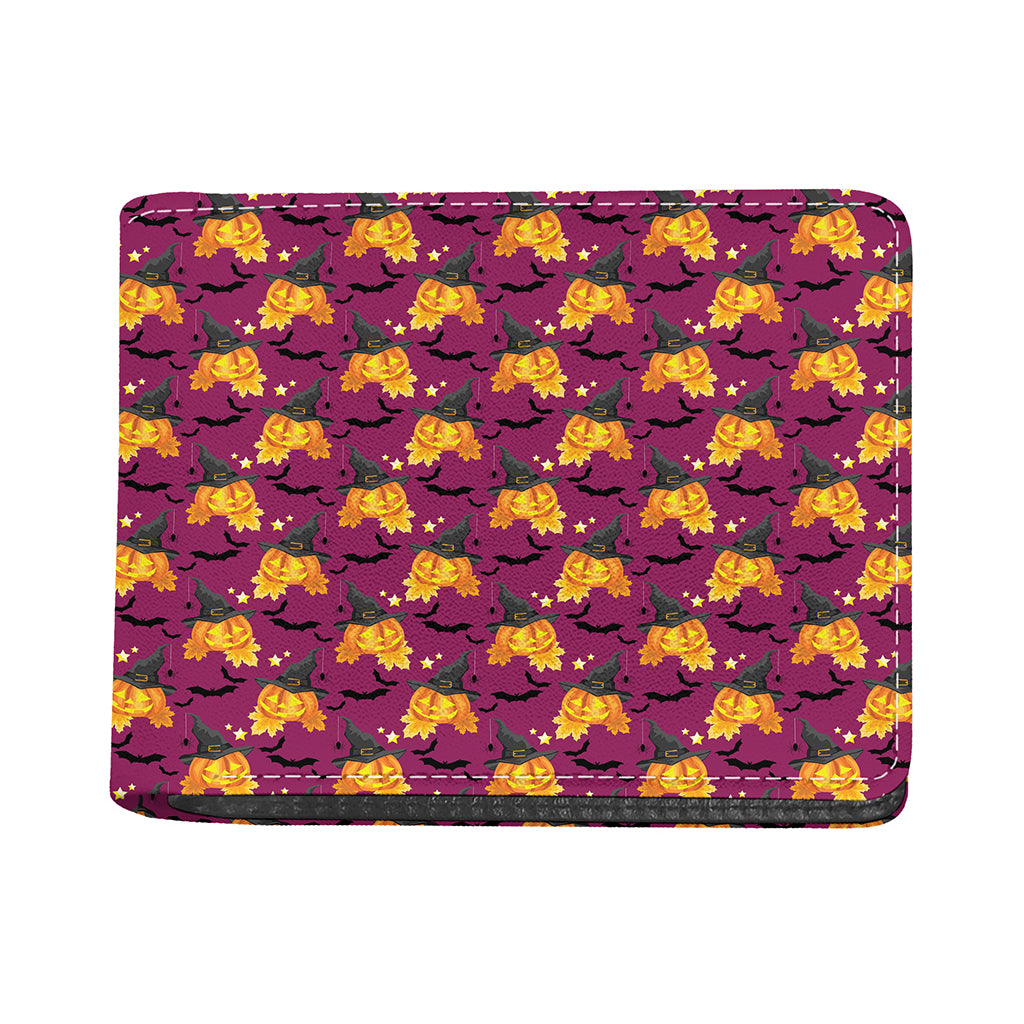 Cute Halloween Pumpkin Witch Print Bifold Wallet