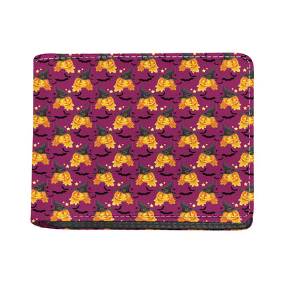 Cute Halloween Pumpkin Witch Print Bifold Wallet