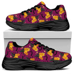 Cute Halloween Pumpkin Witch Print Black Chunky Shoes