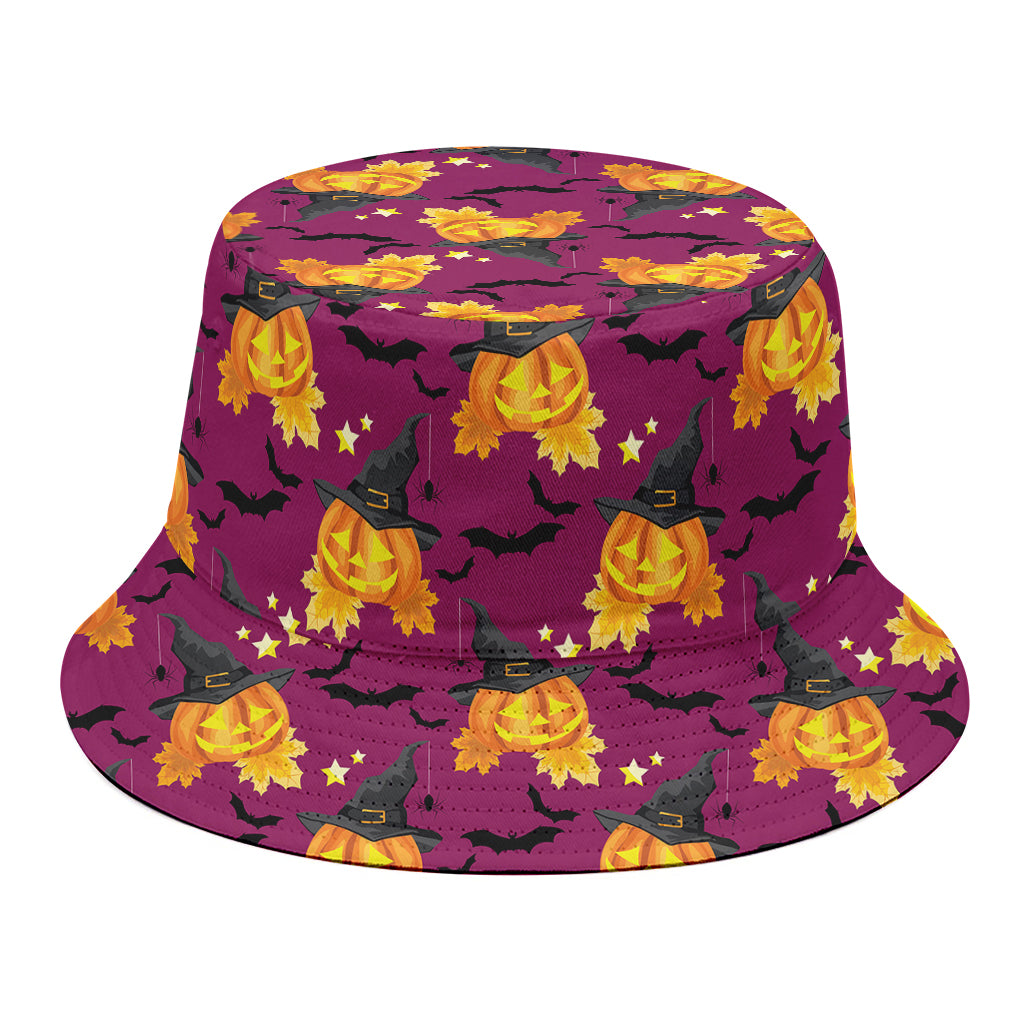 Cute Halloween Pumpkin Witch Print Bucket Hat