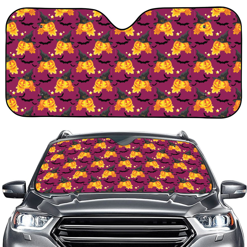 Cute Halloween Pumpkin Witch Print Car Windshield Sun Shade