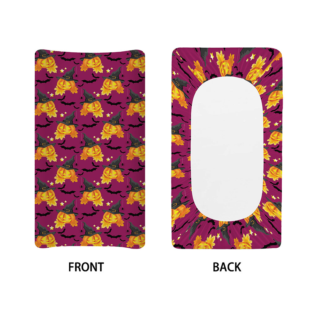 Cute Halloween Pumpkin Witch Print Changing Pad Cover