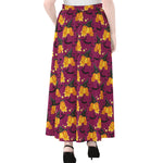 Cute Halloween Pumpkin Witch Print Chiffon Maxi Skirt