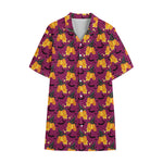 Cute Halloween Pumpkin Witch Print Cotton Hawaiian Shirt