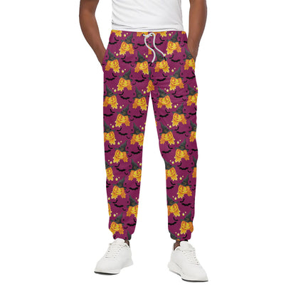 Cute Halloween Pumpkin Witch Print Cotton Pants