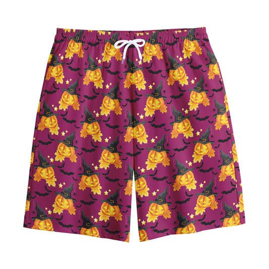 Cute Halloween Pumpkin Witch Print Cotton Shorts