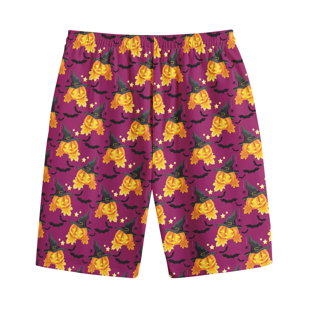 Cute Halloween Pumpkin Witch Print Cotton Shorts