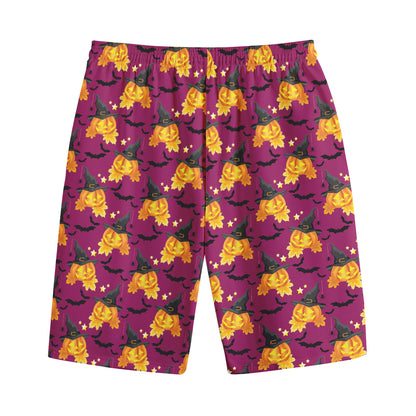 Cute Halloween Pumpkin Witch Print Cotton Shorts