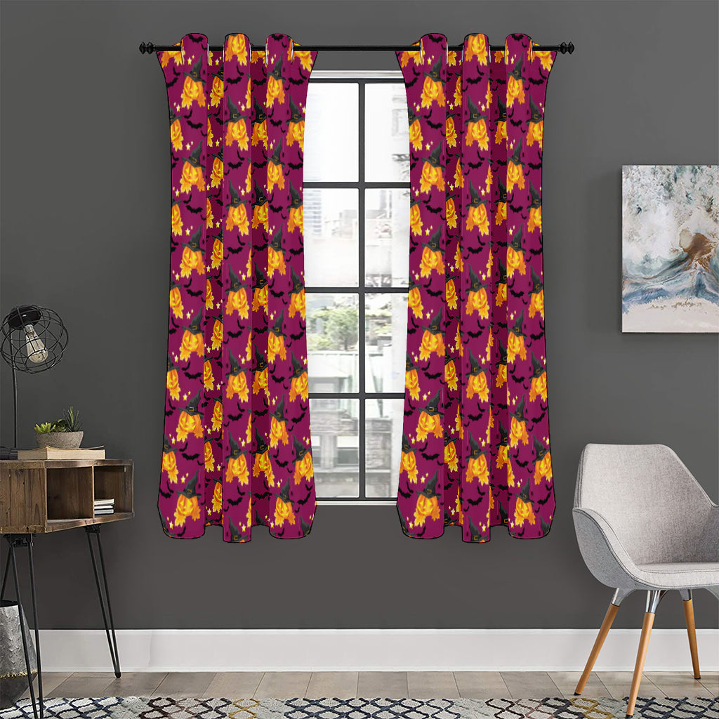 Cute Halloween Pumpkin Witch Print Curtain