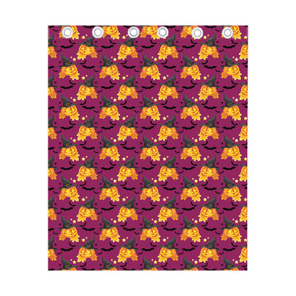 Cute Halloween Pumpkin Witch Print Curtain