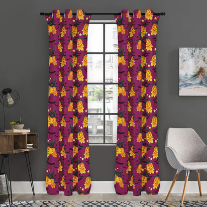 Cute Halloween Pumpkin Witch Print Curtain