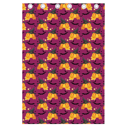 Cute Halloween Pumpkin Witch Print Curtain
