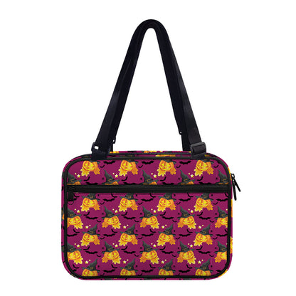 Cute Halloween Pumpkin Witch Print Double Strap Bible Bag
