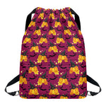 Cute Halloween Pumpkin Witch Print Drawstring Backpack