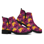 Cute Halloween Pumpkin Witch Print Flat Ankle Boots