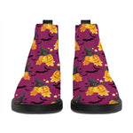Cute Halloween Pumpkin Witch Print Flat Ankle Boots