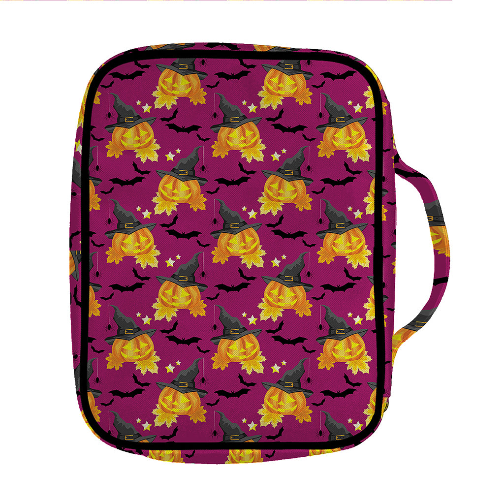 Cute Halloween Pumpkin Witch Print Front Pocket Bible Bag