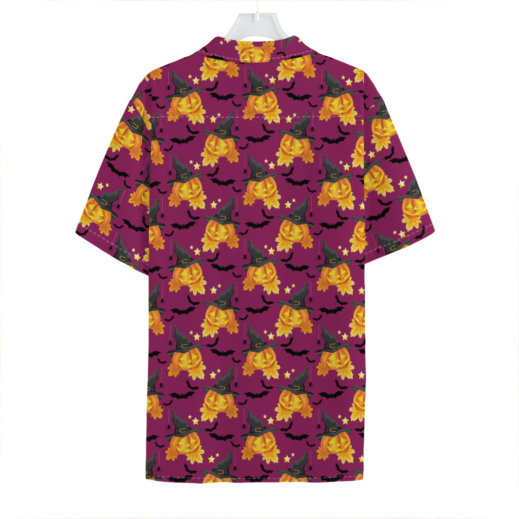 Cute Halloween Pumpkin Witch Print Hawaiian Shirt
