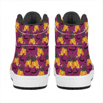 Cute Halloween Pumpkin Witch Print High Top Leather Sneakers