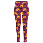 Cute Halloween Pumpkin Witch Print High-Waisted Pocket Leggings
