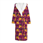 Cute Halloween Pumpkin Witch Print Hooded Bathrobe