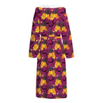 Cute Halloween Pumpkin Witch Print Hooded Bathrobe