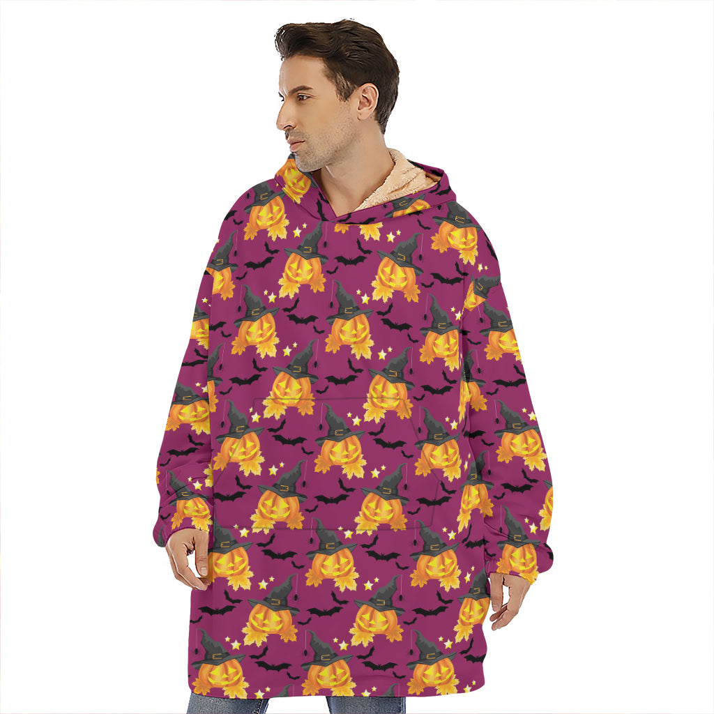 Cute Halloween Pumpkin Witch Print Hoodie Blanket