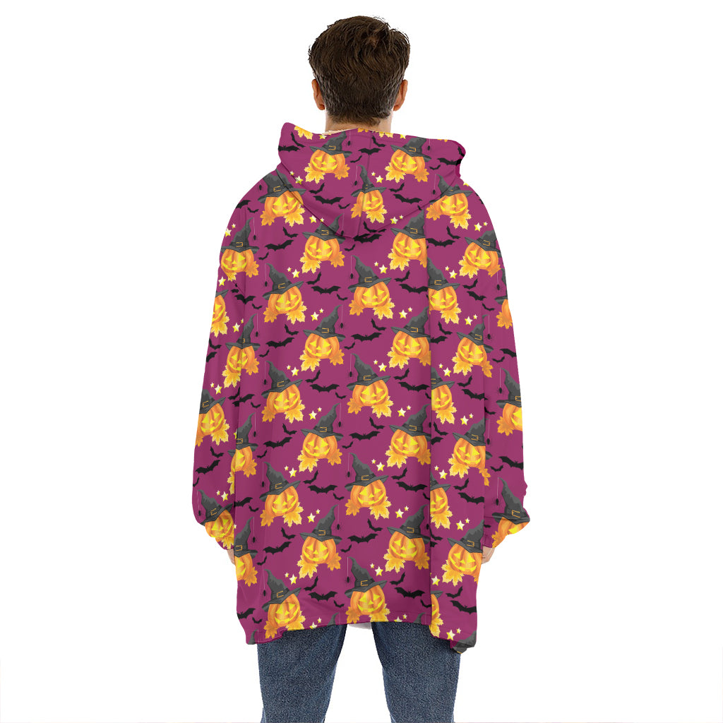 Cute Halloween Pumpkin Witch Print Hoodie Blanket