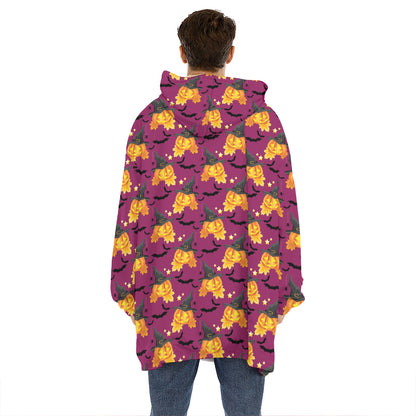 Cute Halloween Pumpkin Witch Print Hoodie Blanket