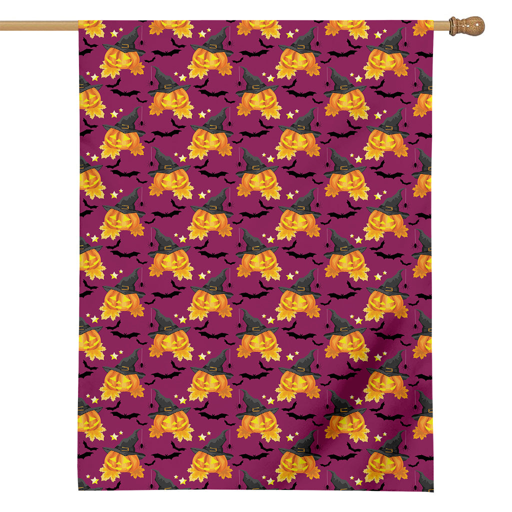 Cute Halloween Pumpkin Witch Print House Flag