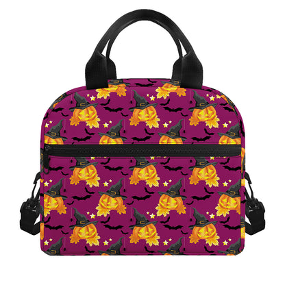 Cute Halloween Pumpkin Witch Print Insulated Lunch Bag