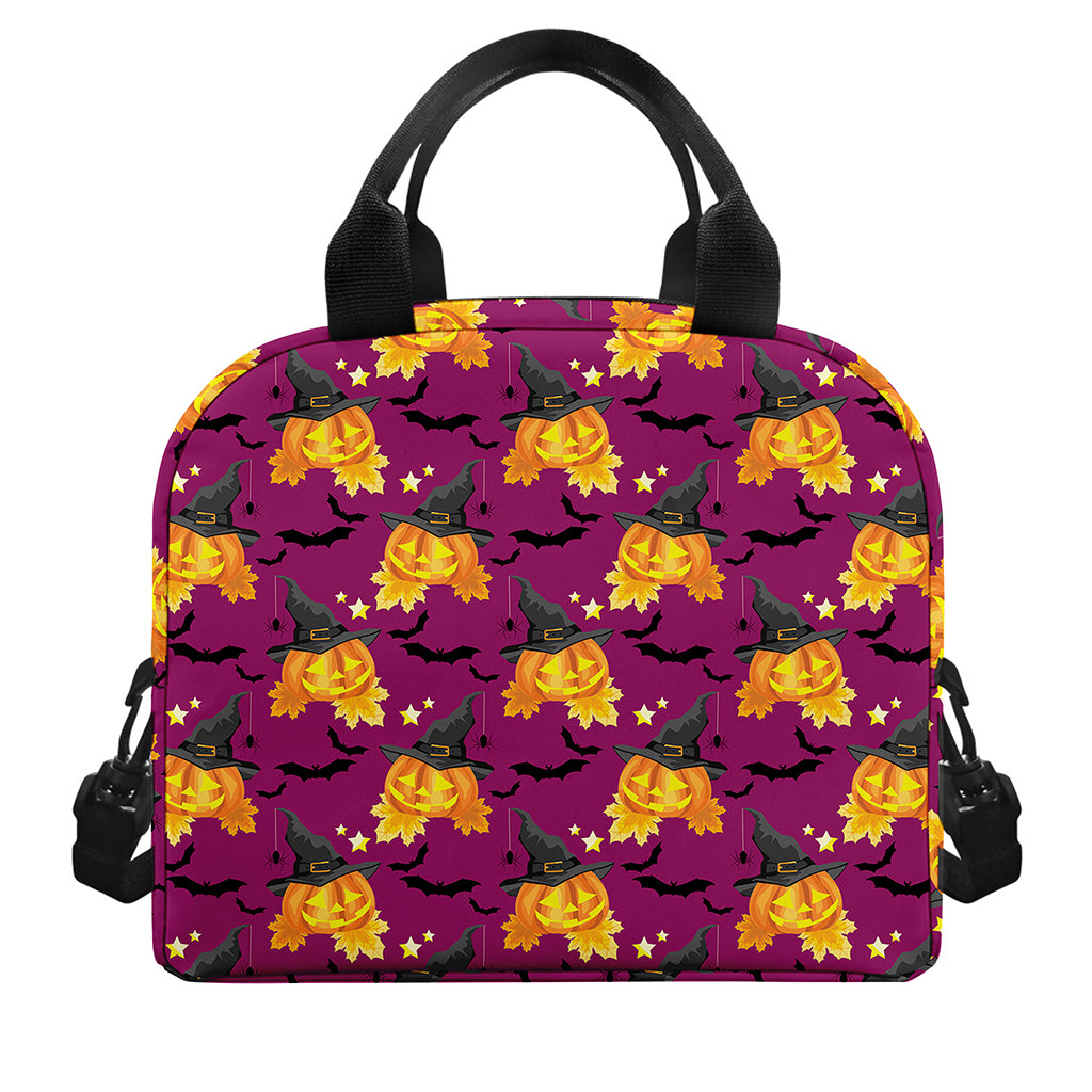 Cute Halloween Pumpkin Witch Print Insulated Lunch Bag