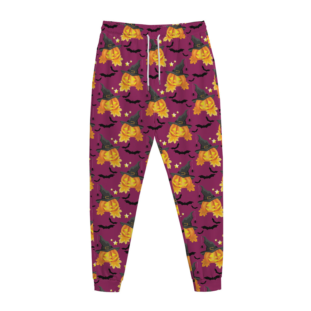 Cute Halloween Pumpkin Witch Print Jogger Pants