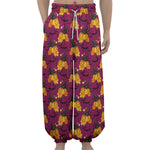 Cute Halloween Pumpkin Witch Print Lantern Pants