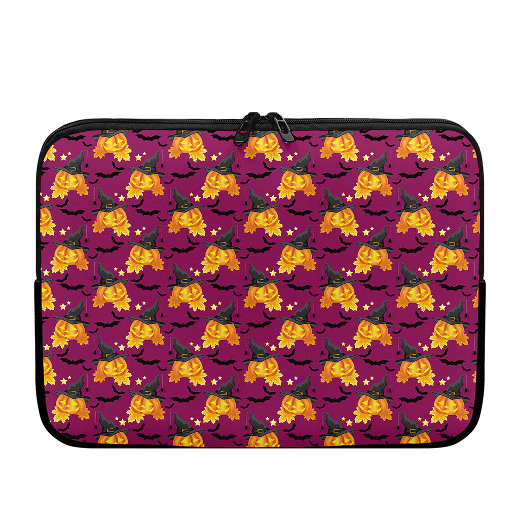 Cute Halloween Pumpkin Witch Print Laptop Sleeve