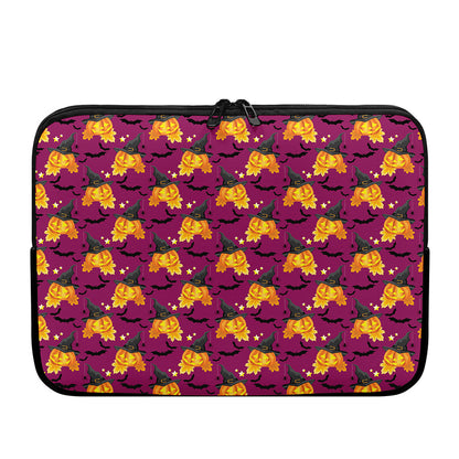 Cute Halloween Pumpkin Witch Print Laptop Sleeve
