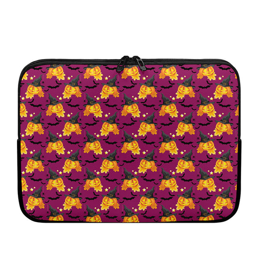 Cute Halloween Pumpkin Witch Print Laptop Sleeve