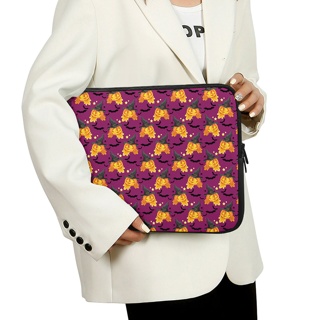 Cute Halloween Pumpkin Witch Print Laptop Sleeve