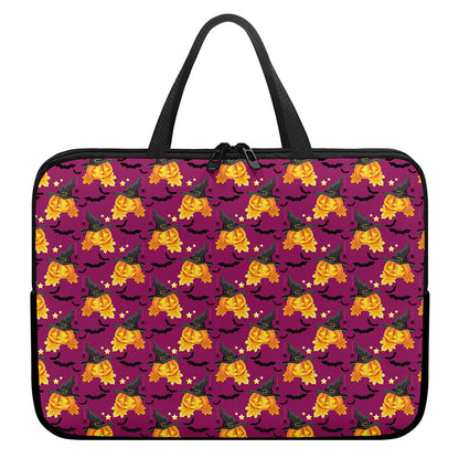 Cute Halloween Pumpkin Witch Print Laptop Sleeve With Handle